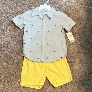 Carter's Blue Striped Shirt with Sailboats